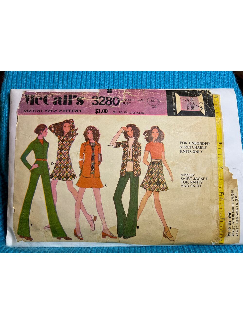McCalls 3280 pattern jacket top A line skirt pant wide leg size 14